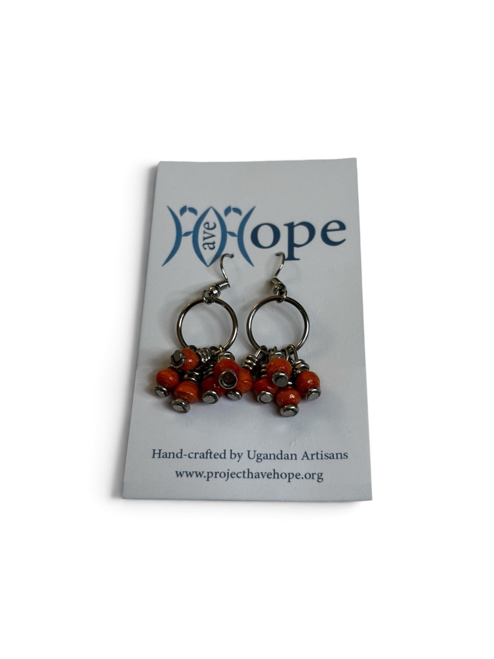 Handcrafted Beaded Open Hoop Dangle Earrings. Available in 3 colors.